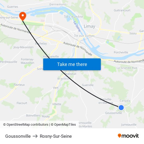 Goussonville to Rosny-Sur-Seine map