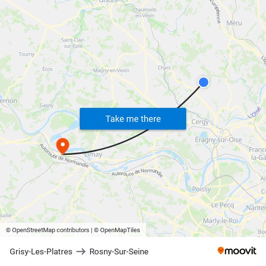 Grisy-Les-Platres to Rosny-Sur-Seine map