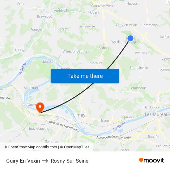 Guiry-En-Vexin to Rosny-Sur-Seine map