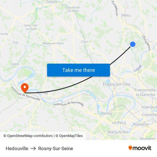 Hedouville to Rosny-Sur-Seine map