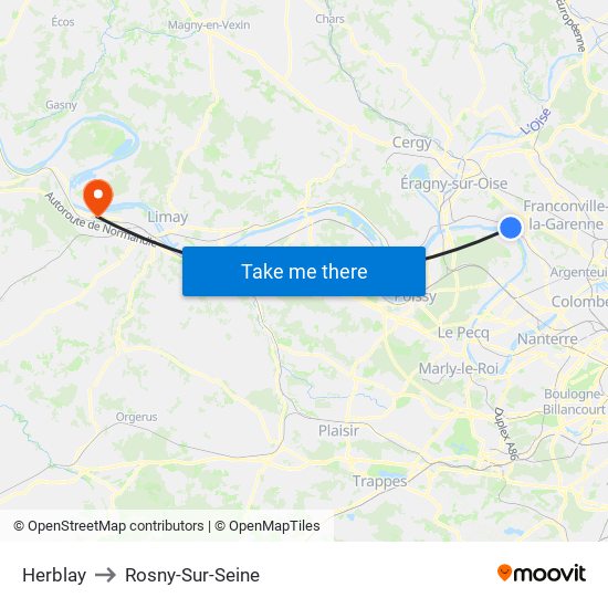 Herblay to Rosny-Sur-Seine map