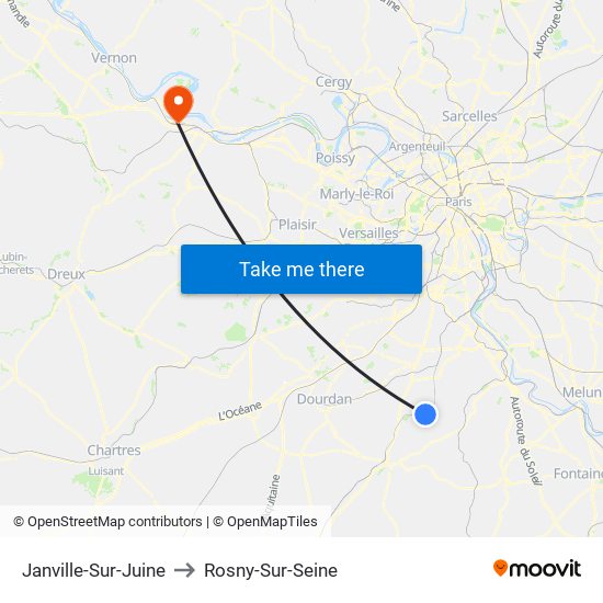 Janville-Sur-Juine to Rosny-Sur-Seine map