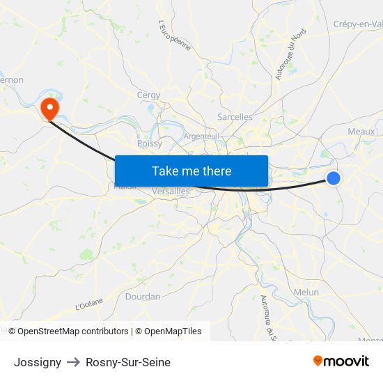 Jossigny to Rosny-Sur-Seine map