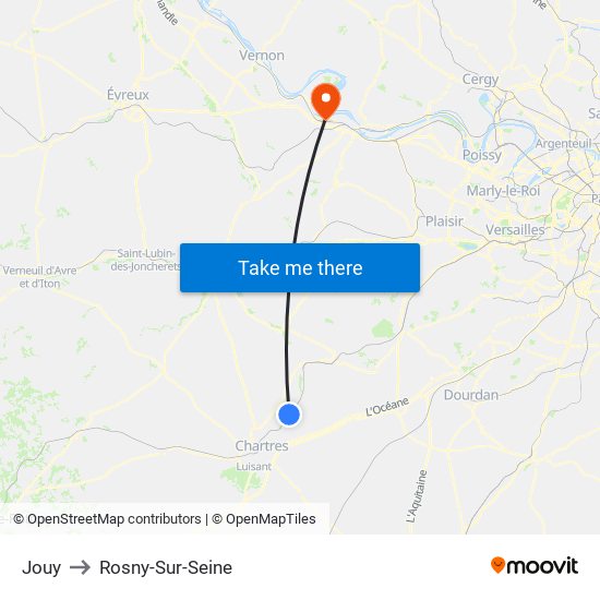 Jouy to Rosny-Sur-Seine map