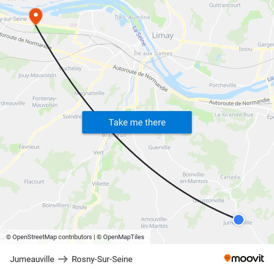 Jumeauville to Rosny-Sur-Seine map