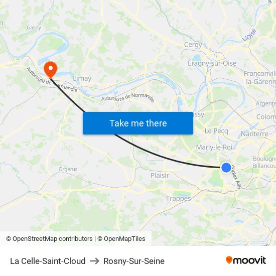 La Celle-Saint-Cloud to Rosny-Sur-Seine map