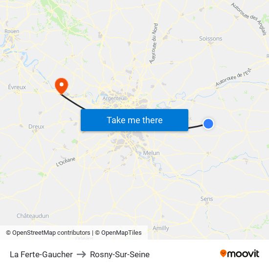 La Ferte-Gaucher to Rosny-Sur-Seine map