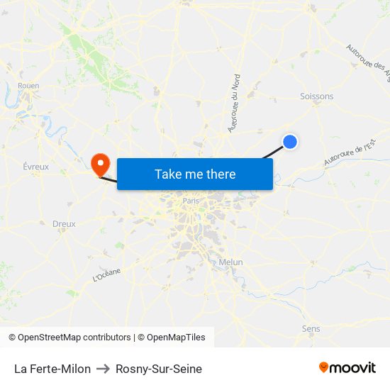 La Ferte-Milon to Rosny-Sur-Seine map