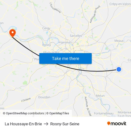 La Houssaye-En-Brie to Rosny-Sur-Seine map