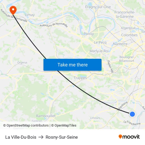 La Ville-Du-Bois to Rosny-Sur-Seine map