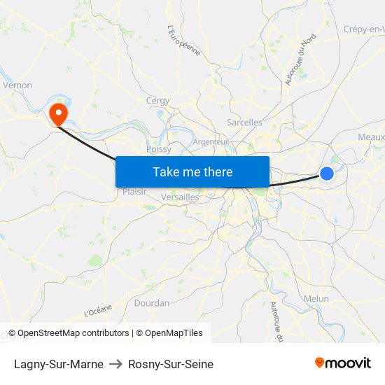 Lagny-Sur-Marne to Rosny-Sur-Seine map