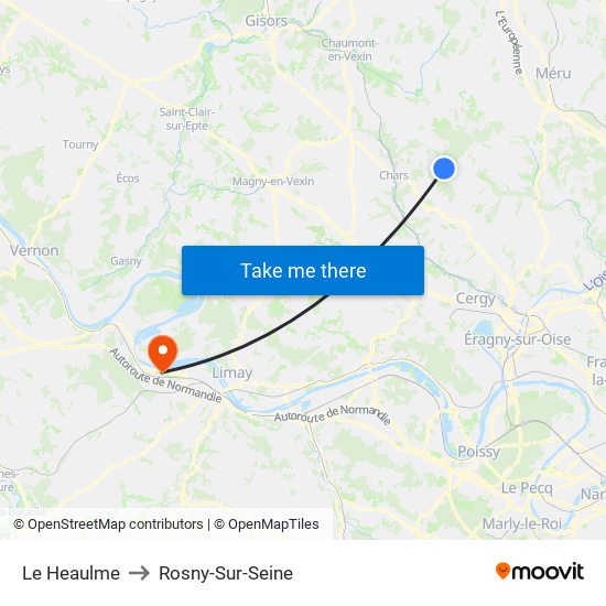 Le Heaulme to Rosny-Sur-Seine map