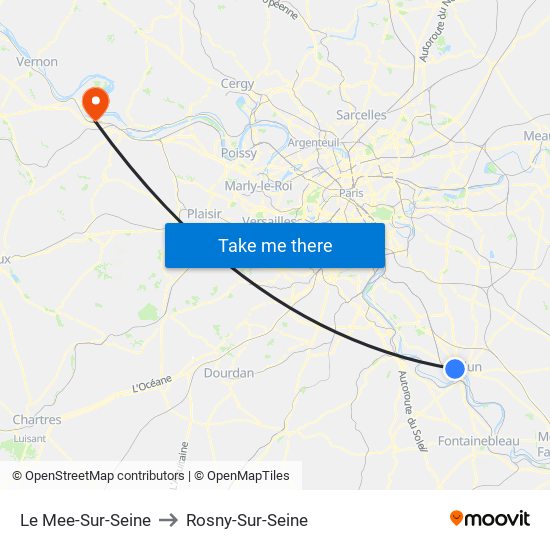 Le Mee-Sur-Seine to Rosny-Sur-Seine map