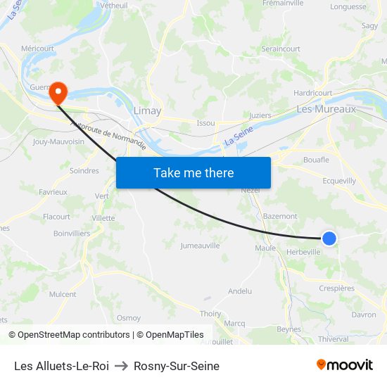 Les Alluets-Le-Roi to Rosny-Sur-Seine map