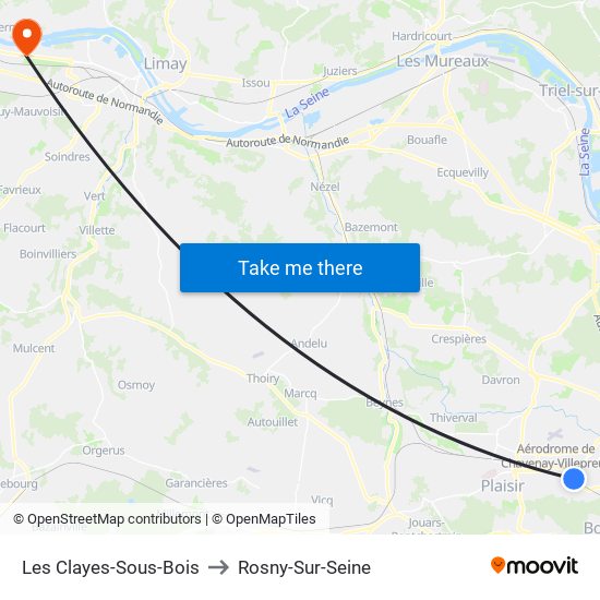 Les Clayes-Sous-Bois to Rosny-Sur-Seine map