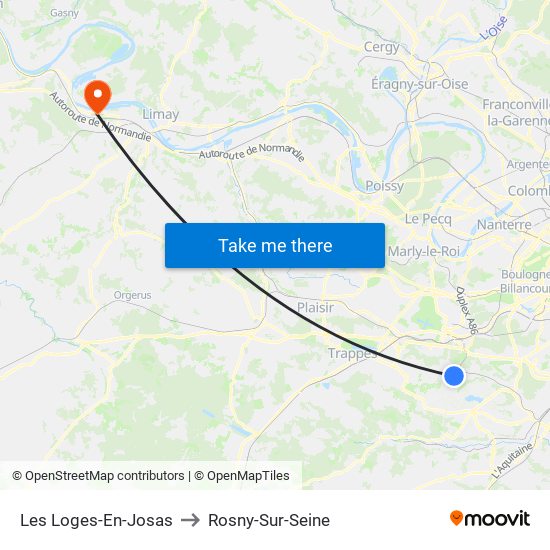 Les Loges-En-Josas to Rosny-Sur-Seine map
