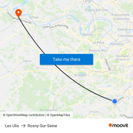 Les Ulis to Rosny-Sur-Seine map