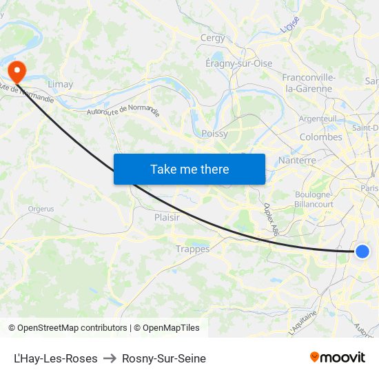 L'Hay-Les-Roses to Rosny-Sur-Seine map
