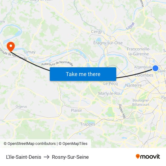 L'Ile-Saint-Denis to Rosny-Sur-Seine map