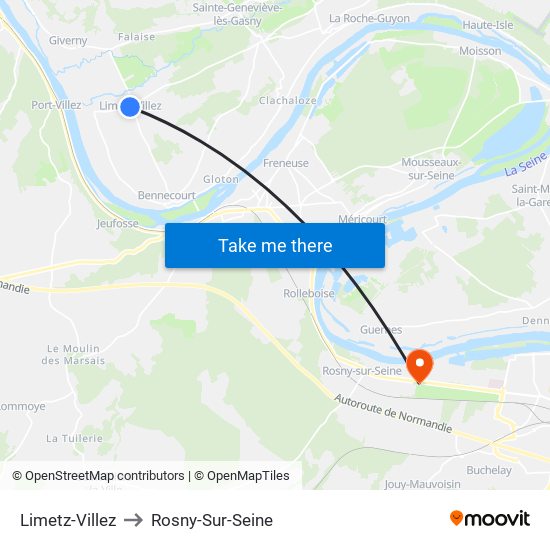 Limetz-Villez to Rosny-Sur-Seine map