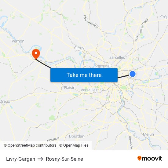 Livry-Gargan to Rosny-Sur-Seine map