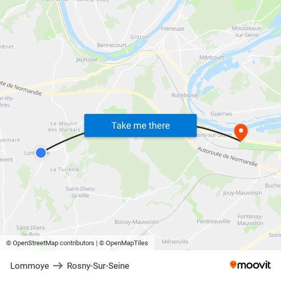 Lommoye to Rosny-Sur-Seine map
