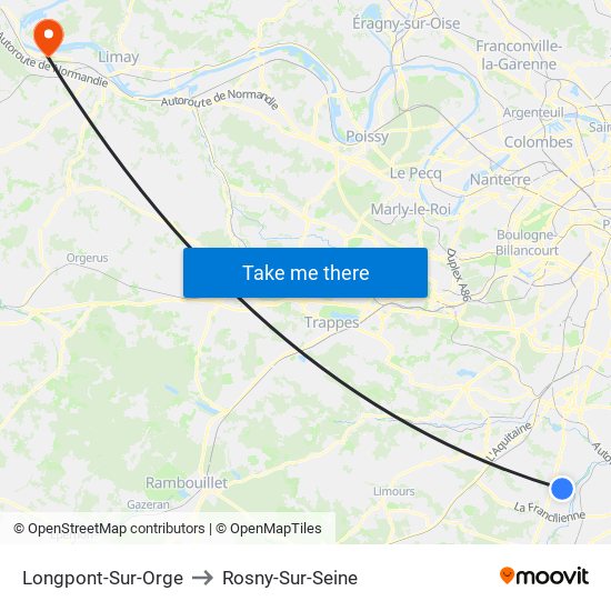 Longpont-Sur-Orge to Rosny-Sur-Seine map