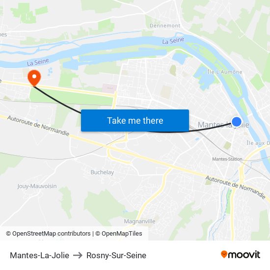 Mantes-La-Jolie to Rosny-Sur-Seine map
