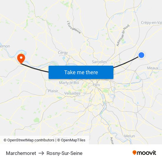 Marchemoret to Rosny-Sur-Seine map