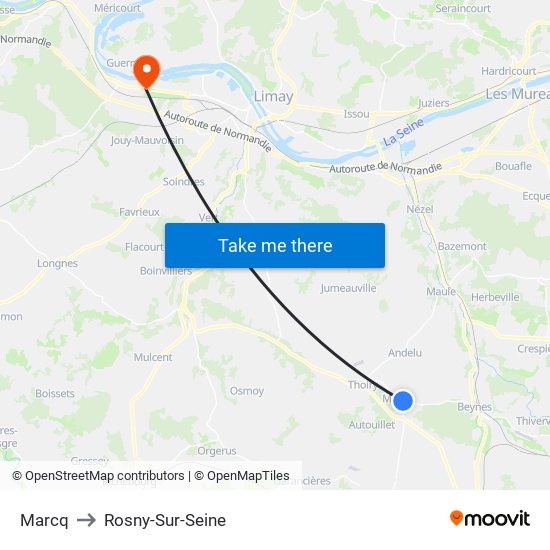 Marcq to Rosny-Sur-Seine map