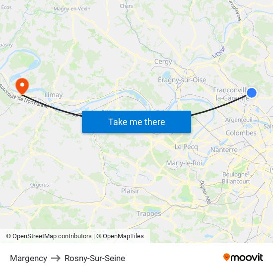 Margency to Rosny-Sur-Seine map