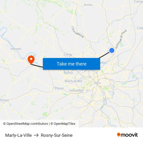 Marly-La-Ville to Rosny-Sur-Seine map