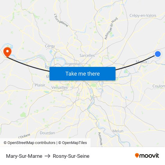 Mary-Sur-Marne to Rosny-Sur-Seine map
