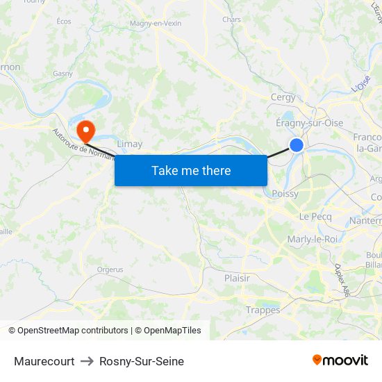 Maurecourt to Rosny-Sur-Seine map