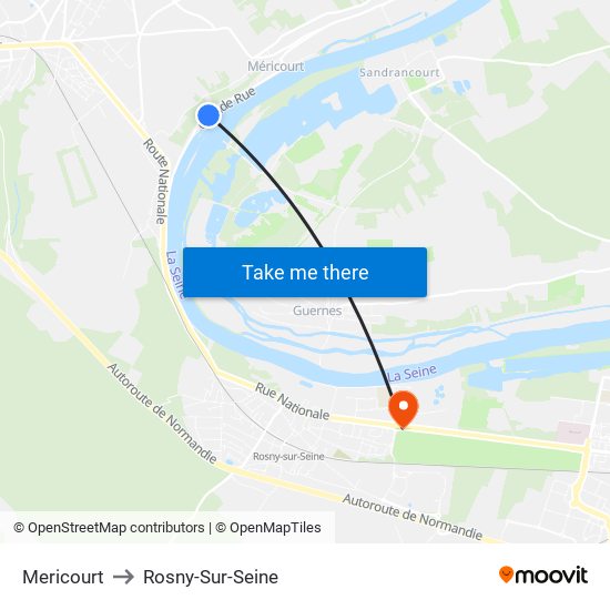 Mericourt to Rosny-Sur-Seine map