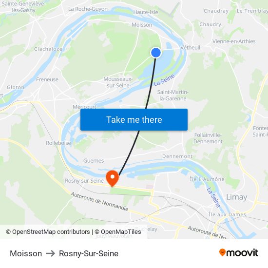 Moisson to Rosny-Sur-Seine map
