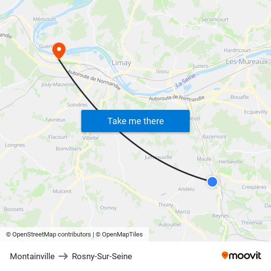 Montainville to Rosny-Sur-Seine map