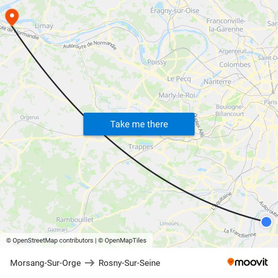 Morsang-Sur-Orge to Rosny-Sur-Seine map