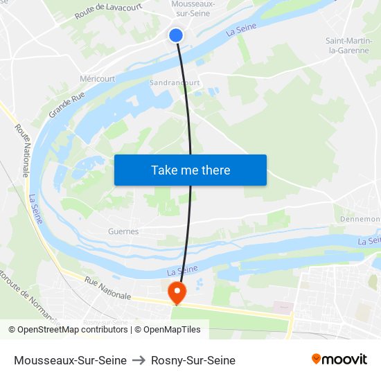 Mousseaux-Sur-Seine to Rosny-Sur-Seine map