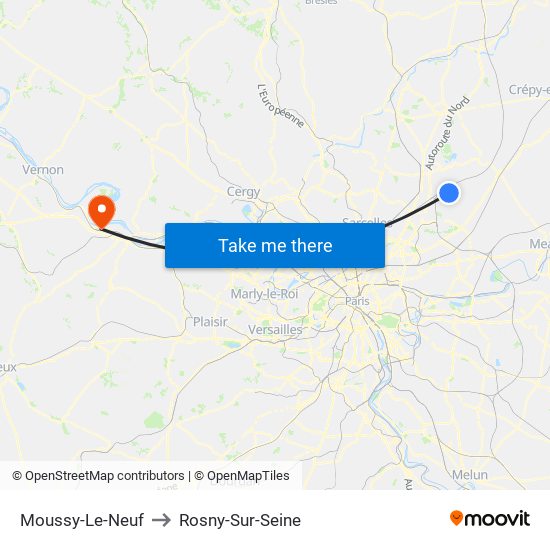 Moussy-Le-Neuf to Rosny-Sur-Seine map