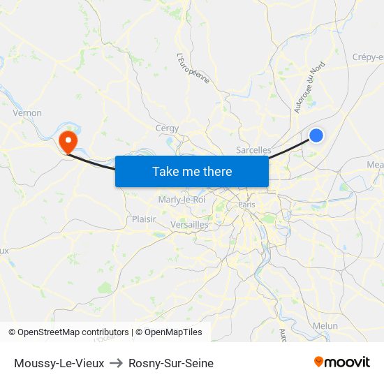 Moussy-Le-Vieux to Rosny-Sur-Seine map