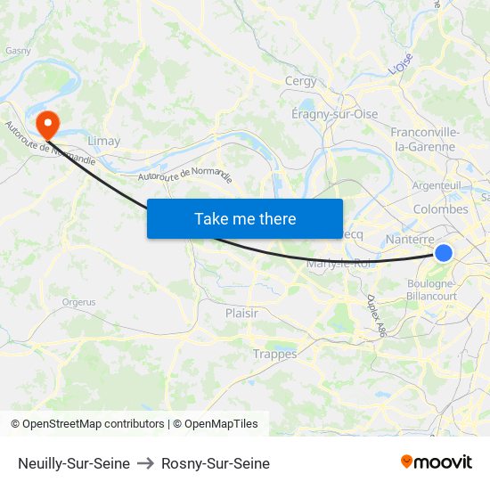 Neuilly-Sur-Seine to Rosny-Sur-Seine map