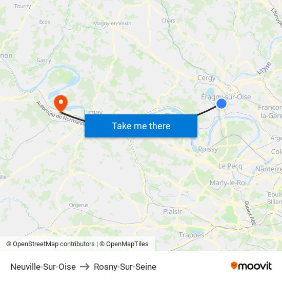 Neuville-Sur-Oise to Rosny-Sur-Seine map