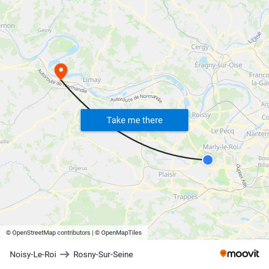 Noisy-Le-Roi to Rosny-Sur-Seine map