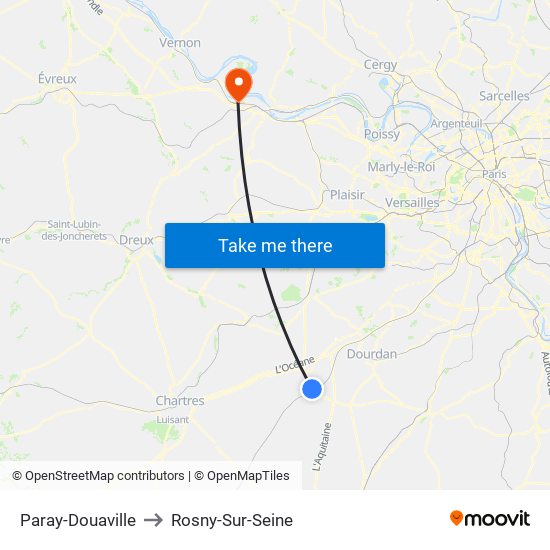 Paray-Douaville to Rosny-Sur-Seine map