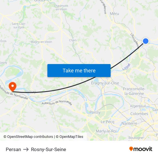 Persan to Rosny-Sur-Seine map