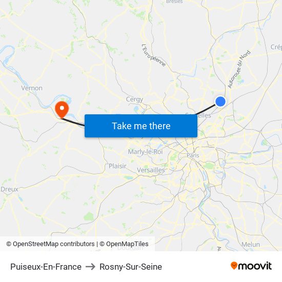 Puiseux-En-France to Rosny-Sur-Seine map