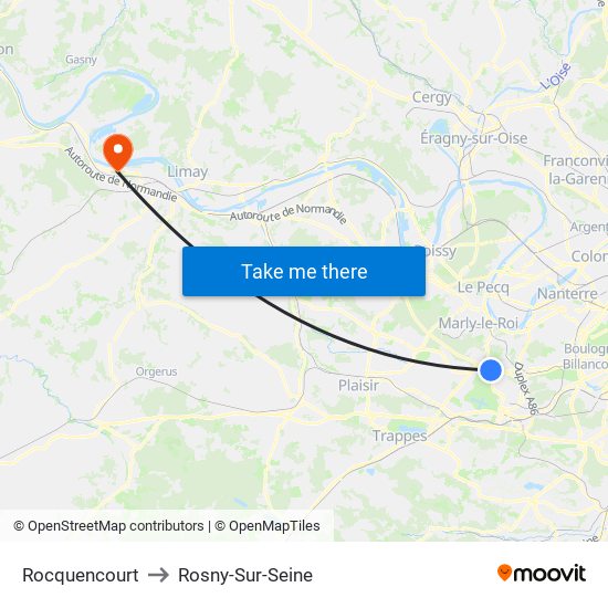 Rocquencourt to Rosny-Sur-Seine map