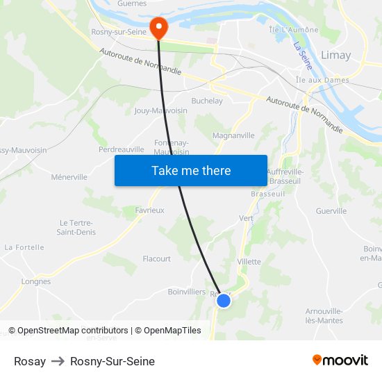 Rosay to Rosny-Sur-Seine map