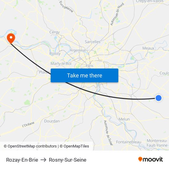 Rozay-En-Brie to Rosny-Sur-Seine map